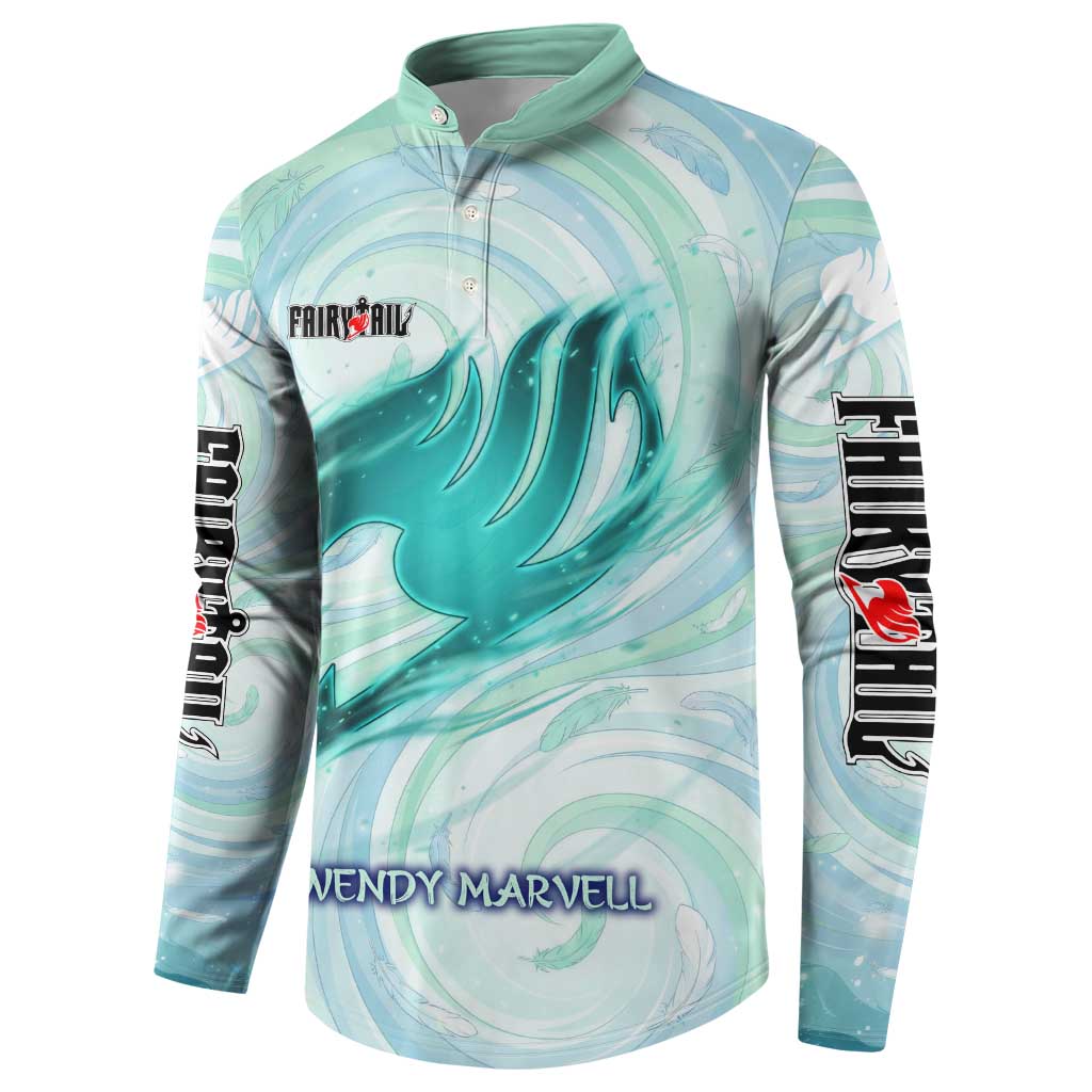 Wendy Marvell Fairy Tail Button Sweatshirt Sky Dragon Anime Style with Pastel Wind and Wing Motif