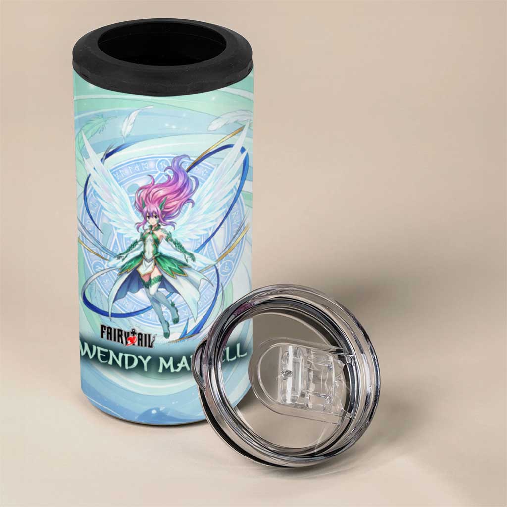 Wendy Marvell Fairy Tail 4 in 1 Can Cooler Tumbler Sky Dragon Anime Style with Pastel Wind and Wing Motif