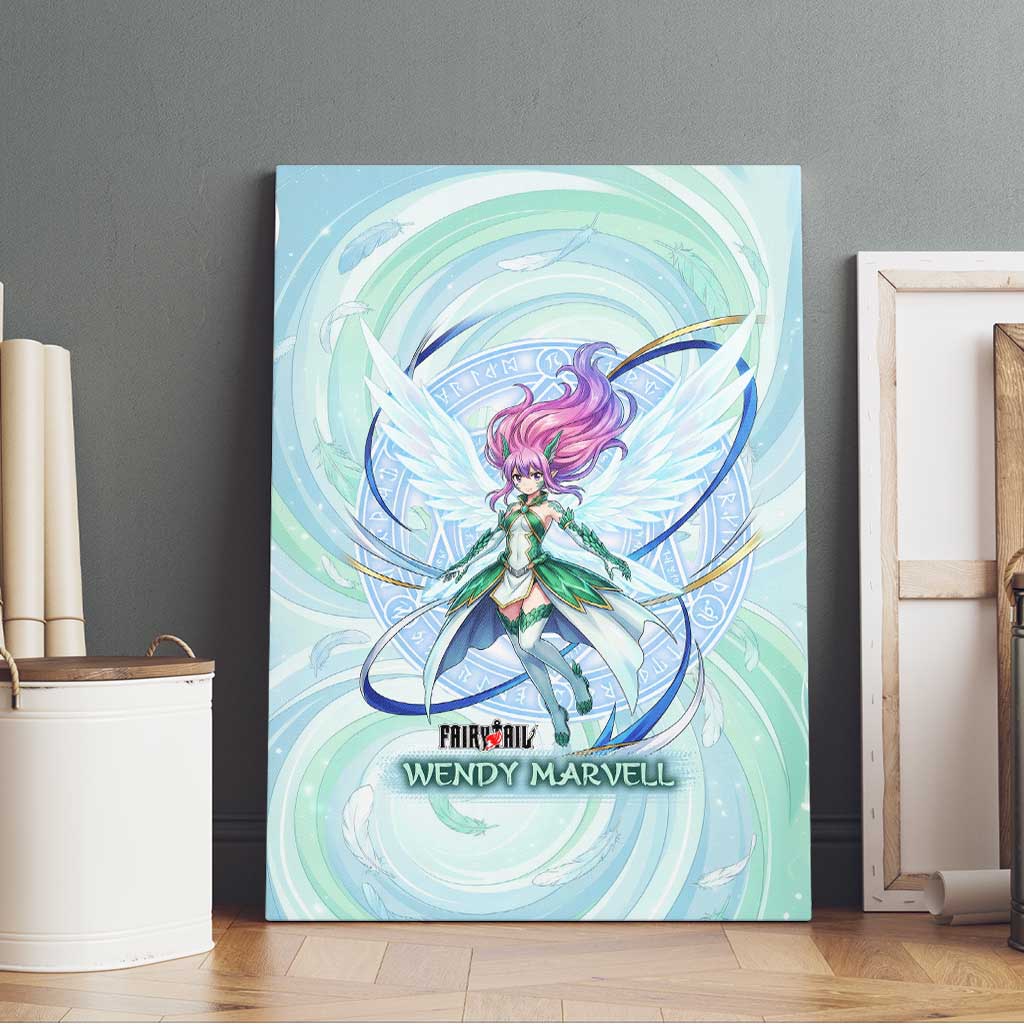 Wendy Marvell Fairy Tail Canvas Wall Art Sky Dragon Anime Style with Pastel Wind and Wing Motif