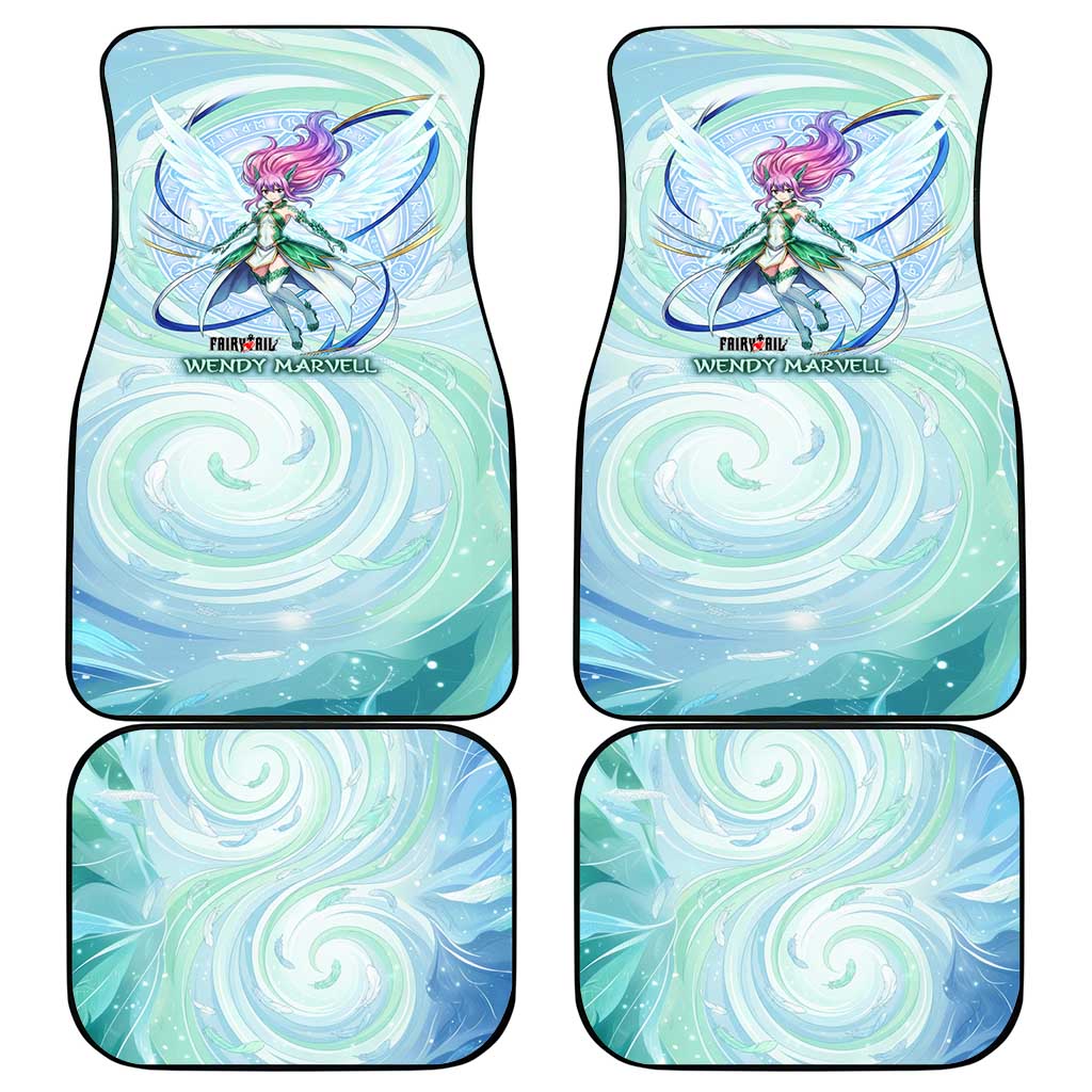Wendy Marvell Fairy Tail Car Mats Sky Dragon Anime Style with Pastel Wind and Wing Motif