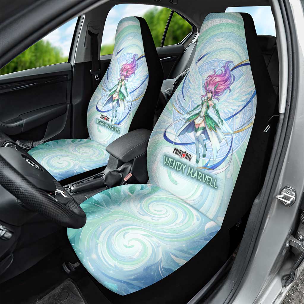 Wendy Marvell Fairy Tail Car Seat Cover Sky Dragon Anime Style with Pastel Wind and Wing Motif