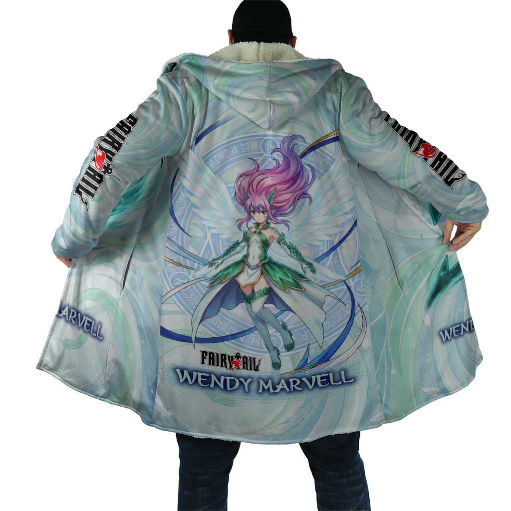 Wendy Marvell Fairy Tail Cloak Sky Dragon Anime Style with Pastel Wind and Wing Motif
