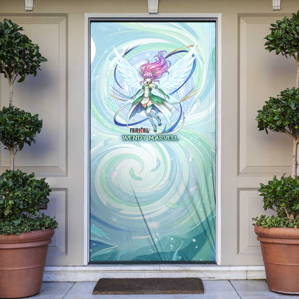 Wendy Marvell Fairy Tail Door Cover Sky Dragon Anime Style with Pastel Wind and Wing Motif