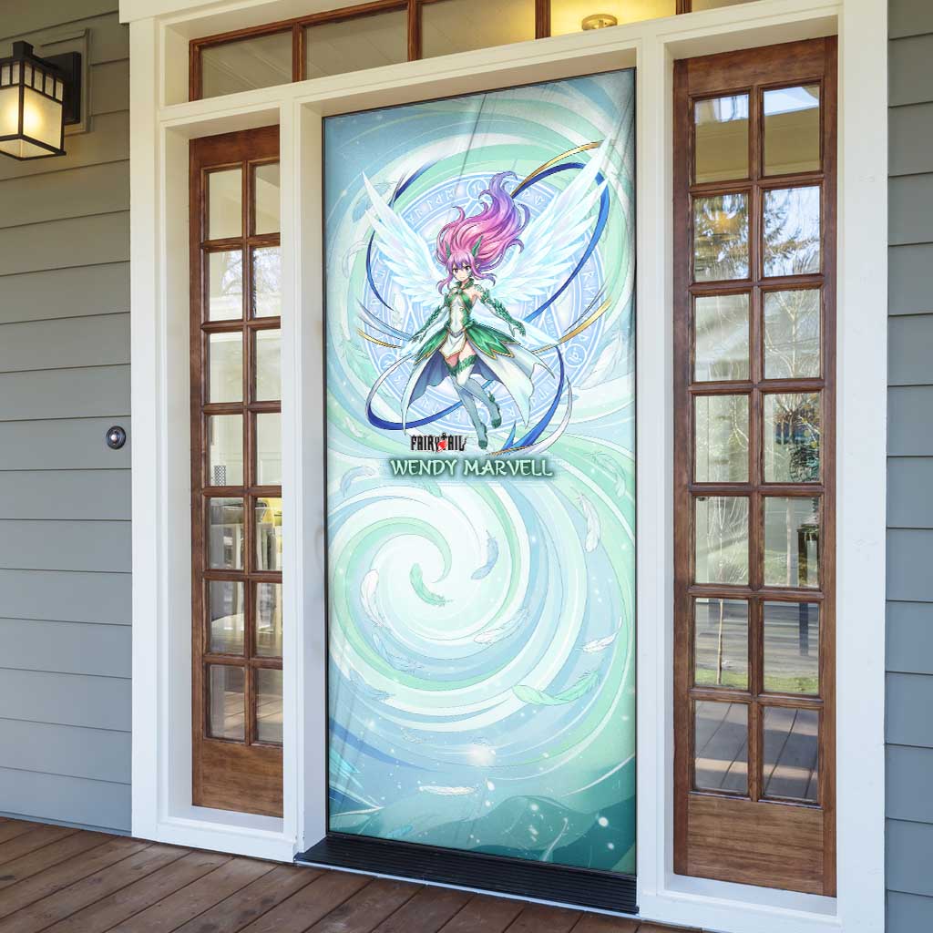 Wendy Marvell Fairy Tail Door Cover Sky Dragon Anime Style with Pastel Wind and Wing Motif
