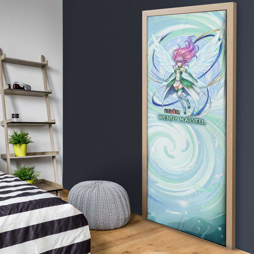 Wendy Marvell Fairy Tail Door Cover Sky Dragon Anime Style with Pastel Wind and Wing Motif
