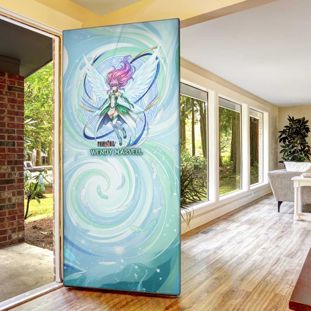 Wendy Marvell Fairy Tail Door Cover Sky Dragon Anime Style with Pastel Wind and Wing Motif