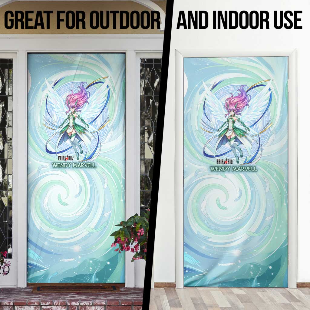 Wendy Marvell Fairy Tail Door Cover Sky Dragon Anime Style with Pastel Wind and Wing Motif