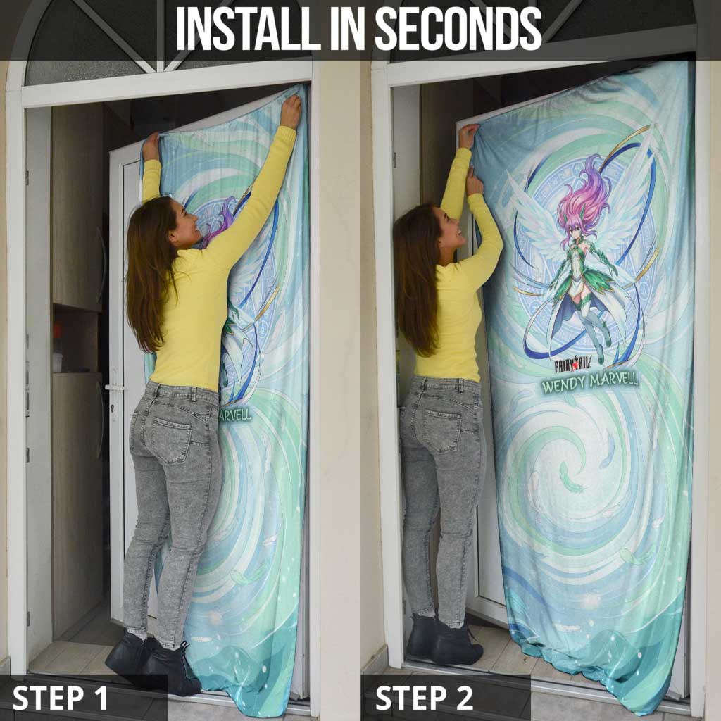 Wendy Marvell Fairy Tail Door Cover Sky Dragon Anime Style with Pastel Wind and Wing Motif