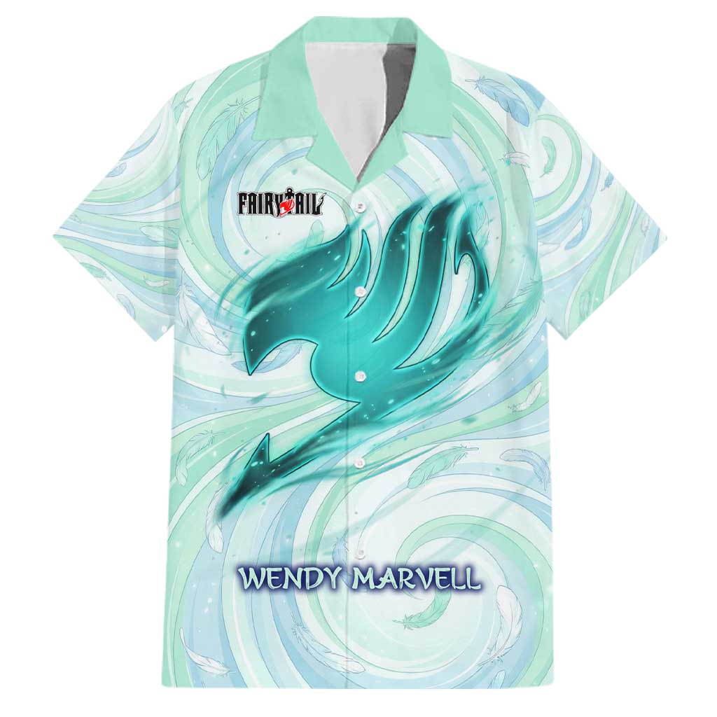 Wendy Marvell Fairy Tail Family Matching Long Sleeve Bodycon Dress and Hawaiian Shirt Sky Dragon Anime Style with Pastel Wind and Wing Motif