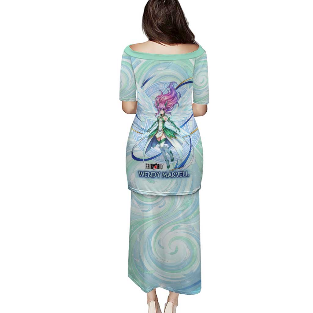 Wendy Marvell Fairy Tail Family Matching Puletasi and Hawaiian Shirt Sky Dragon Anime Style with Pastel Wind and Wing Motif