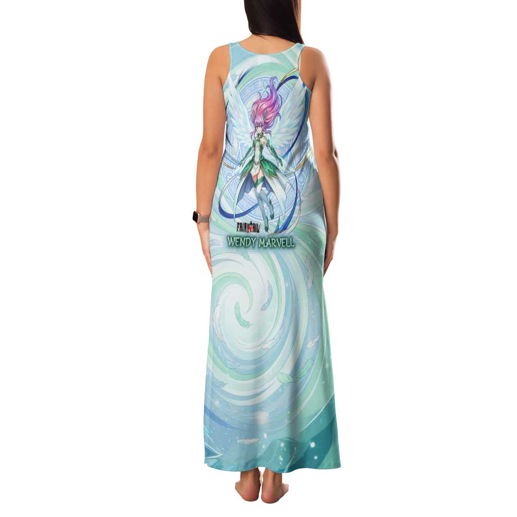 Wendy Marvell Fairy Tail Family Matching Tank Maxi Dress and Hawaiian Shirt Sky Dragon Anime Style with Pastel Wind and Wing Motif