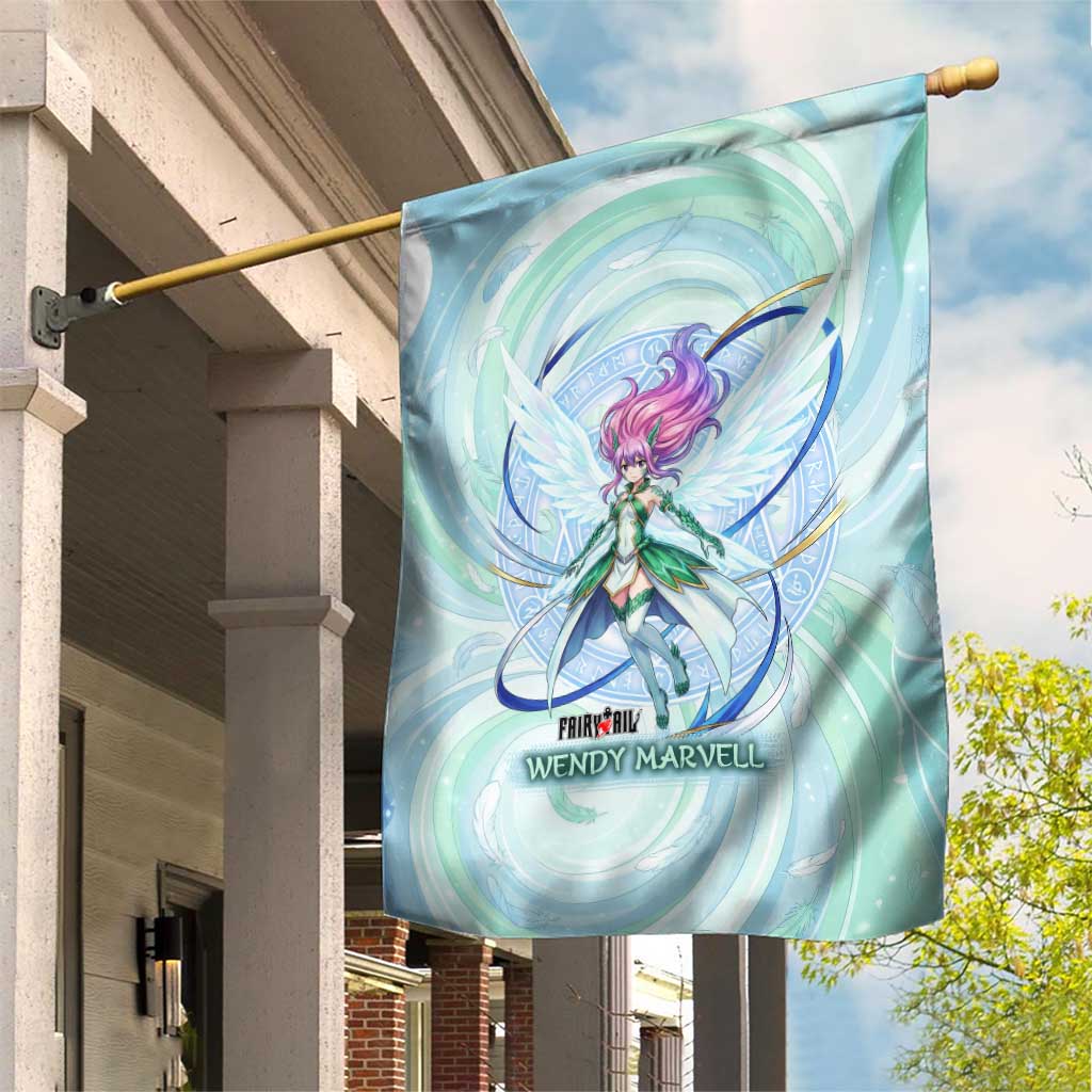 Wendy Marvell Fairy Tail Garden Flag Sky Dragon Anime Style with Pastel Wind and Wing Motif