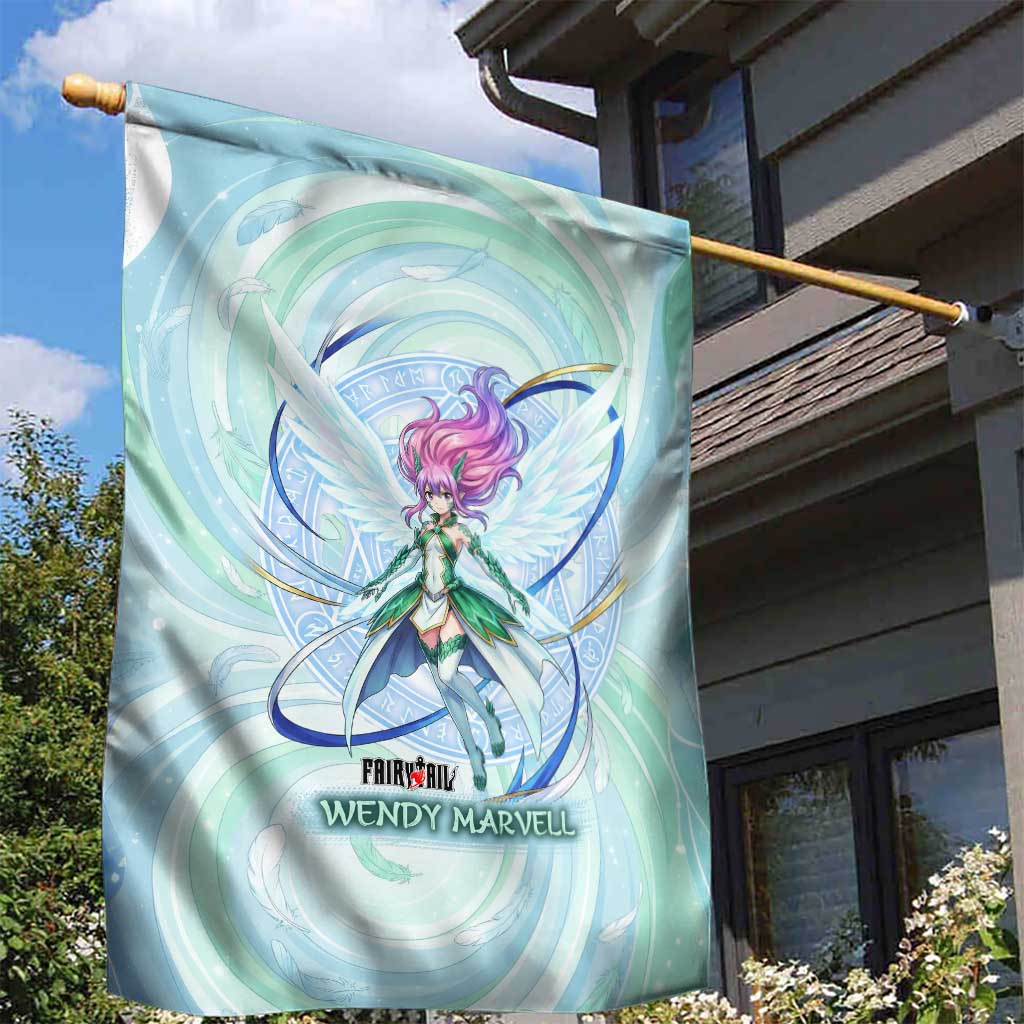 Wendy Marvell Fairy Tail Garden Flag Sky Dragon Anime Style with Pastel Wind and Wing Motif