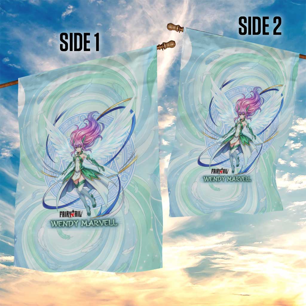 Wendy Marvell Fairy Tail Garden Flag Sky Dragon Anime Style with Pastel Wind and Wing Motif