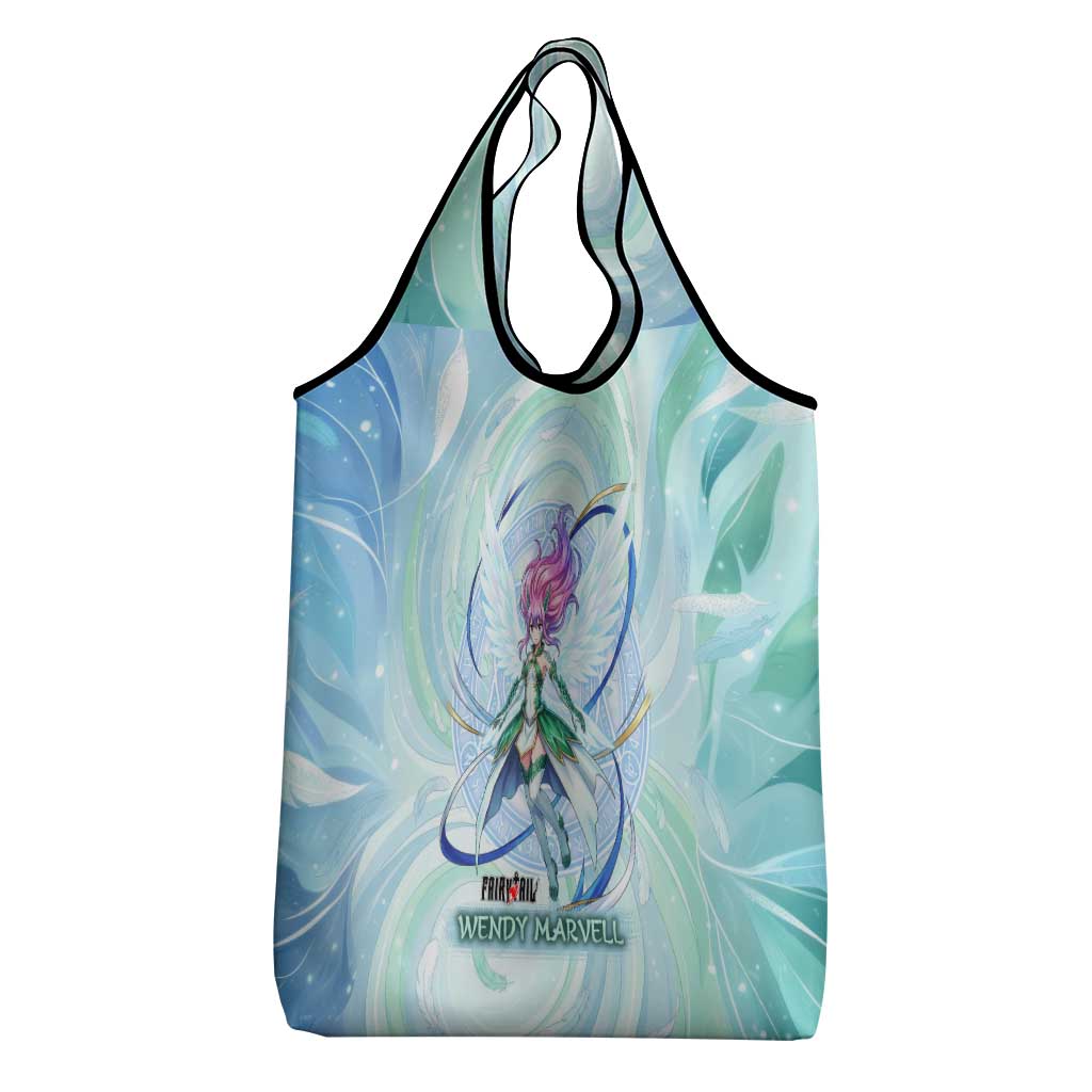 Wendy Marvell Fairy Tail Grocery Bag Sky Dragon Anime Style with Pastel Wind and Wing Motif