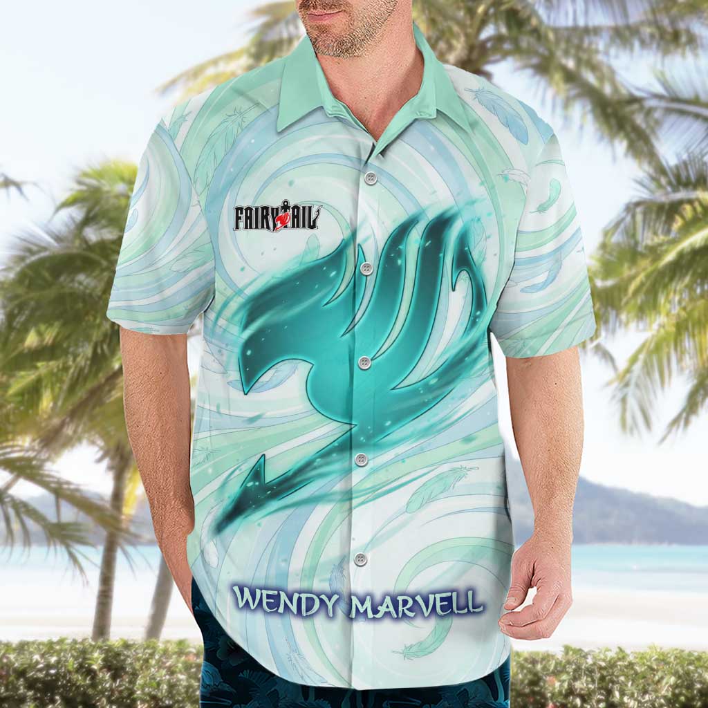 Wendy Marvell Fairy Tail Hawaiian Shirt Sky Dragon Anime Style with Pastel Wind and Wing Motif
