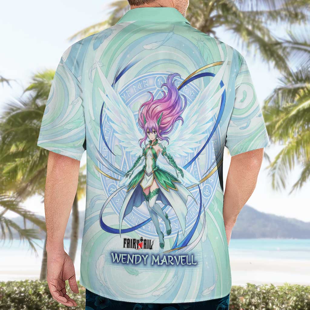 Wendy Marvell Fairy Tail Hawaiian Shirt Sky Dragon Anime Style with Pastel Wind and Wing Motif