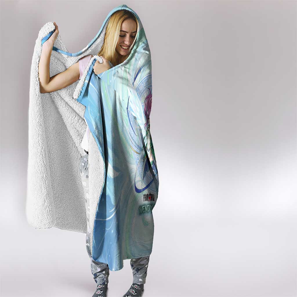 Wendy Marvell Fairy Tail Hooded Blanket Sky Dragon Anime Style with Pastel Wind and Wing Motif