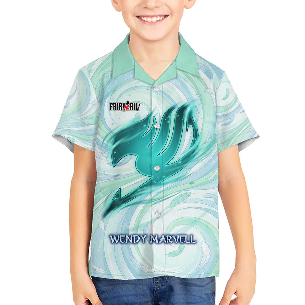 Wendy Marvell Fairy Tail Kid Hawaiian Shirt Sky Dragon Anime Style with Pastel Wind and Wing Motif