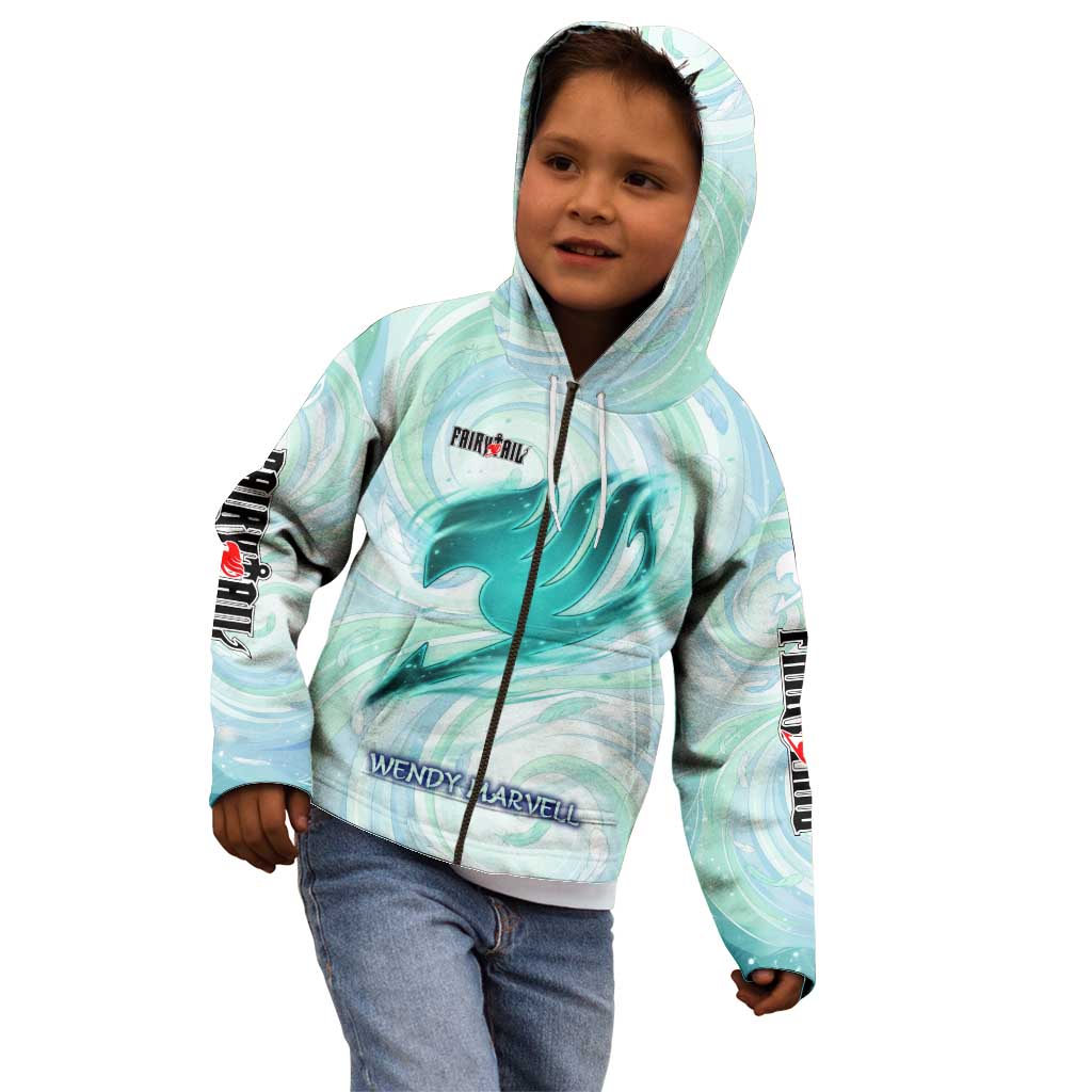 Wendy Marvell Fairy Tail Kid Hoodie Sky Dragon Anime Style with Pastel Wind and Wing Motif
