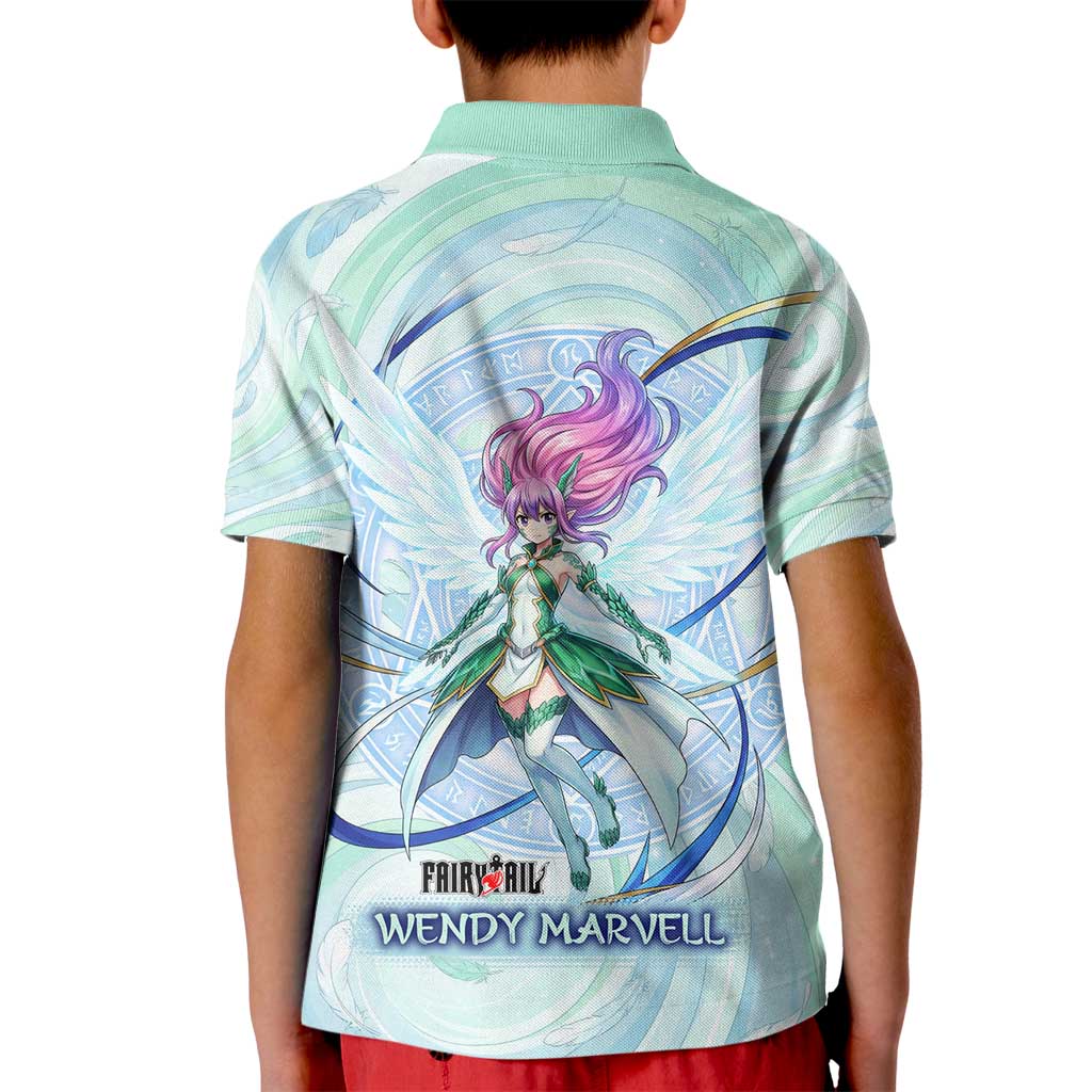 Wendy Marvell Fairy Tail Kid Polo Shirt Sky Dragon Anime Style with Pastel Wind and Wing Motif