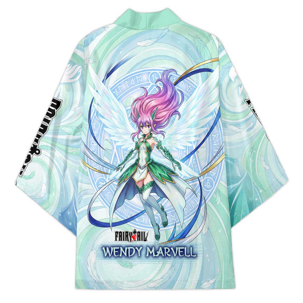 Wendy Marvell Fairy Tail Kimono Sky Dragon Anime Style with Pastel Wind and Wing Motif