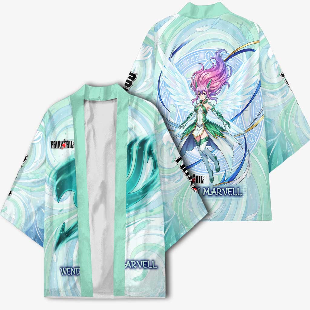 Wendy Marvell Fairy Tail Kimono Sky Dragon Anime Style with Pastel Wind and Wing Motif