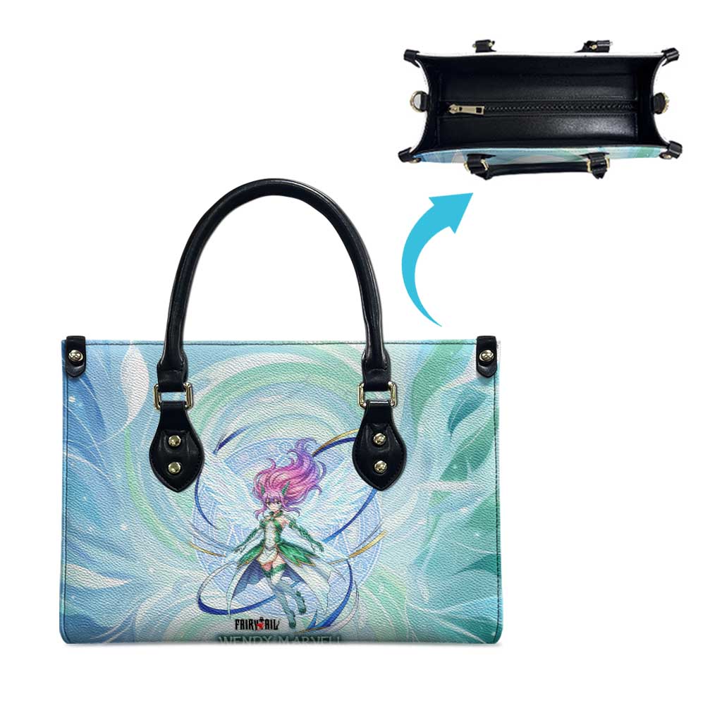 Wendy Marvell Fairy Tail Leather Bag Sky Dragon Anime Style with Pastel Wind and Wing Motif