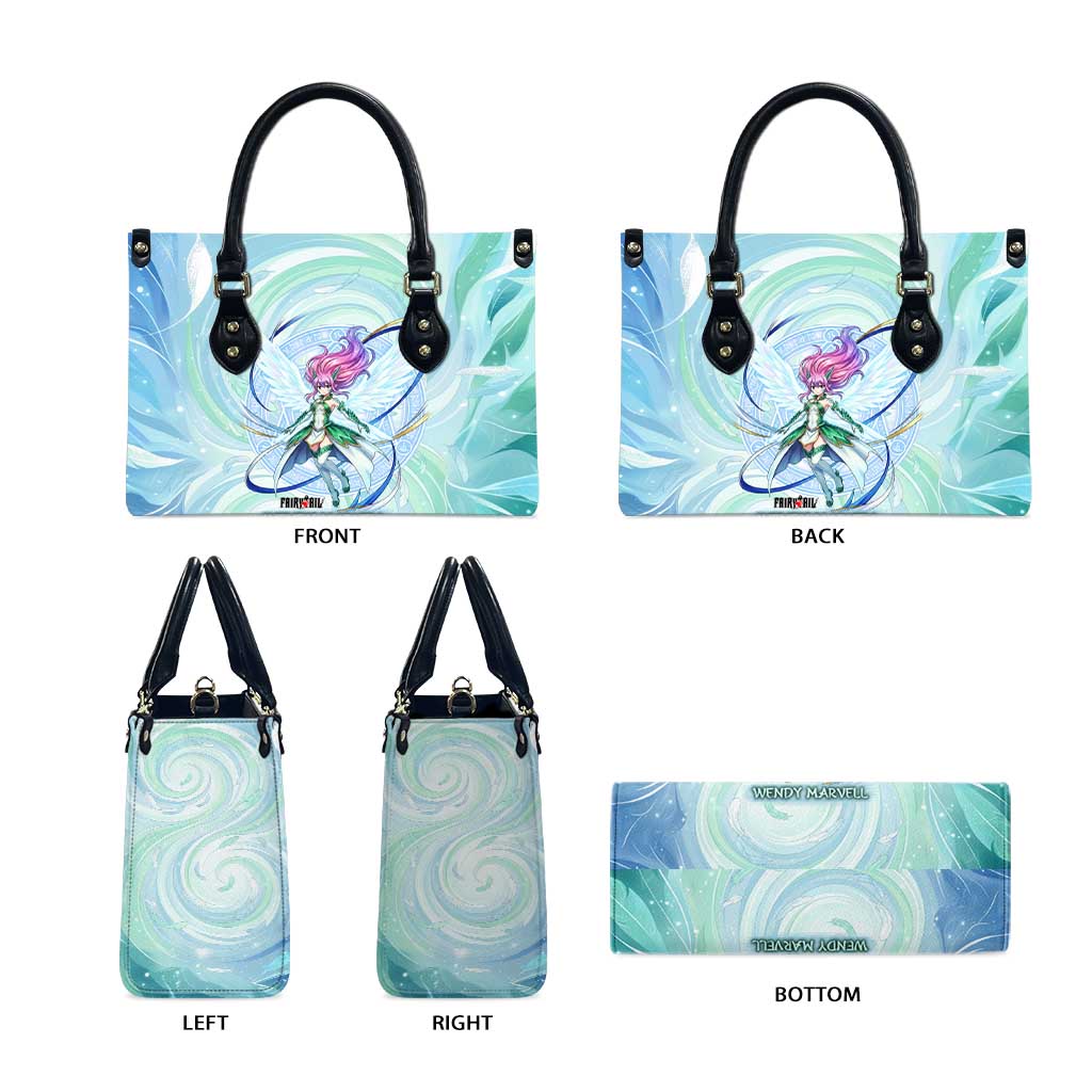 Wendy Marvell Fairy Tail Leather Bag Sky Dragon Anime Style with Pastel Wind and Wing Motif