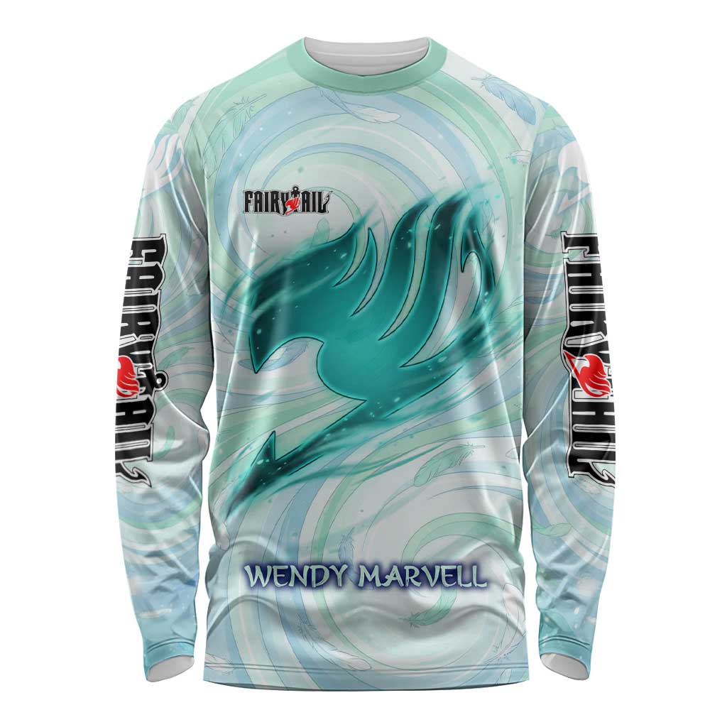 Wendy Marvell Fairy Tail Long Sleeve Shirt Sky Dragon Anime Style with Pastel Wind and Wing Motif