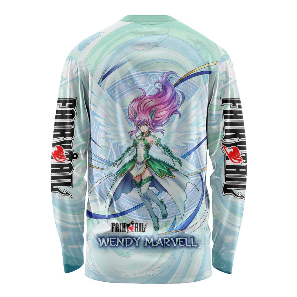 Wendy Marvell Fairy Tail Long Sleeve Shirt Sky Dragon Anime Style with Pastel Wind and Wing Motif