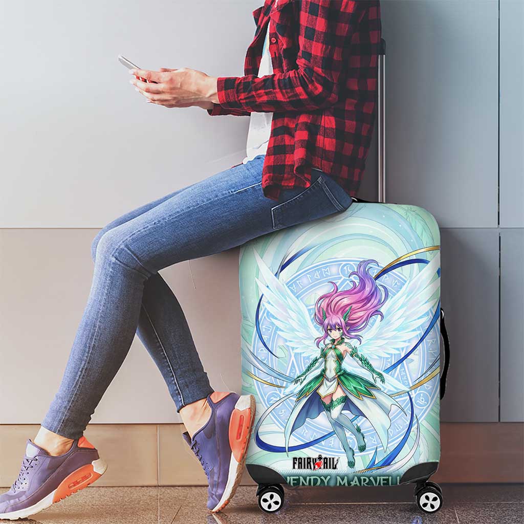 Wendy Marvell Fairy Tail Luggage Cover Sky Dragon Anime Style with Pastel Wind and Wing Motif