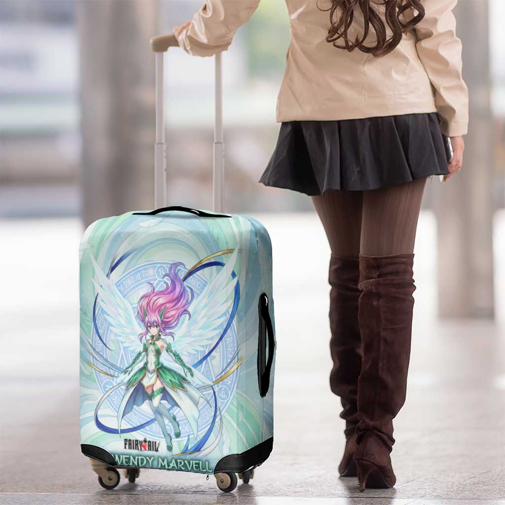 Wendy Marvell Fairy Tail Luggage Cover Sky Dragon Anime Style with Pastel Wind and Wing Motif