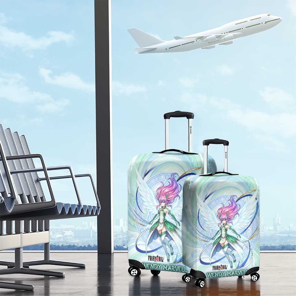 Wendy Marvell Fairy Tail Luggage Cover Sky Dragon Anime Style with Pastel Wind and Wing Motif