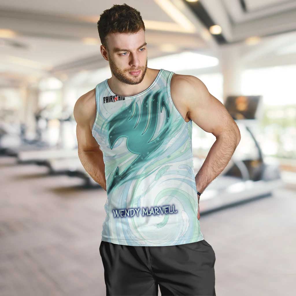 Wendy Marvell Fairy Tail Men Tank Top Sky Dragon Anime Style with Pastel Wind and Wing Motif