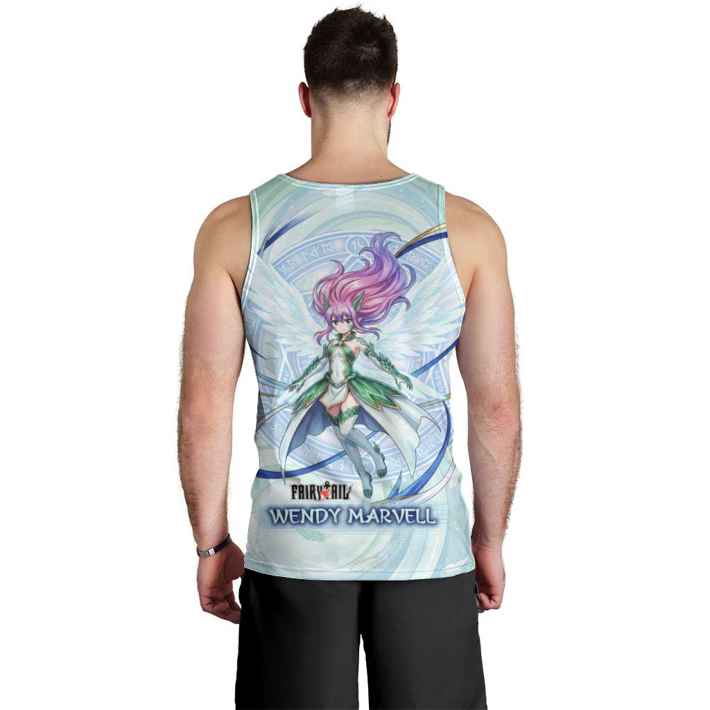 Wendy Marvell Fairy Tail Men Tank Top Sky Dragon Anime Style with Pastel Wind and Wing Motif