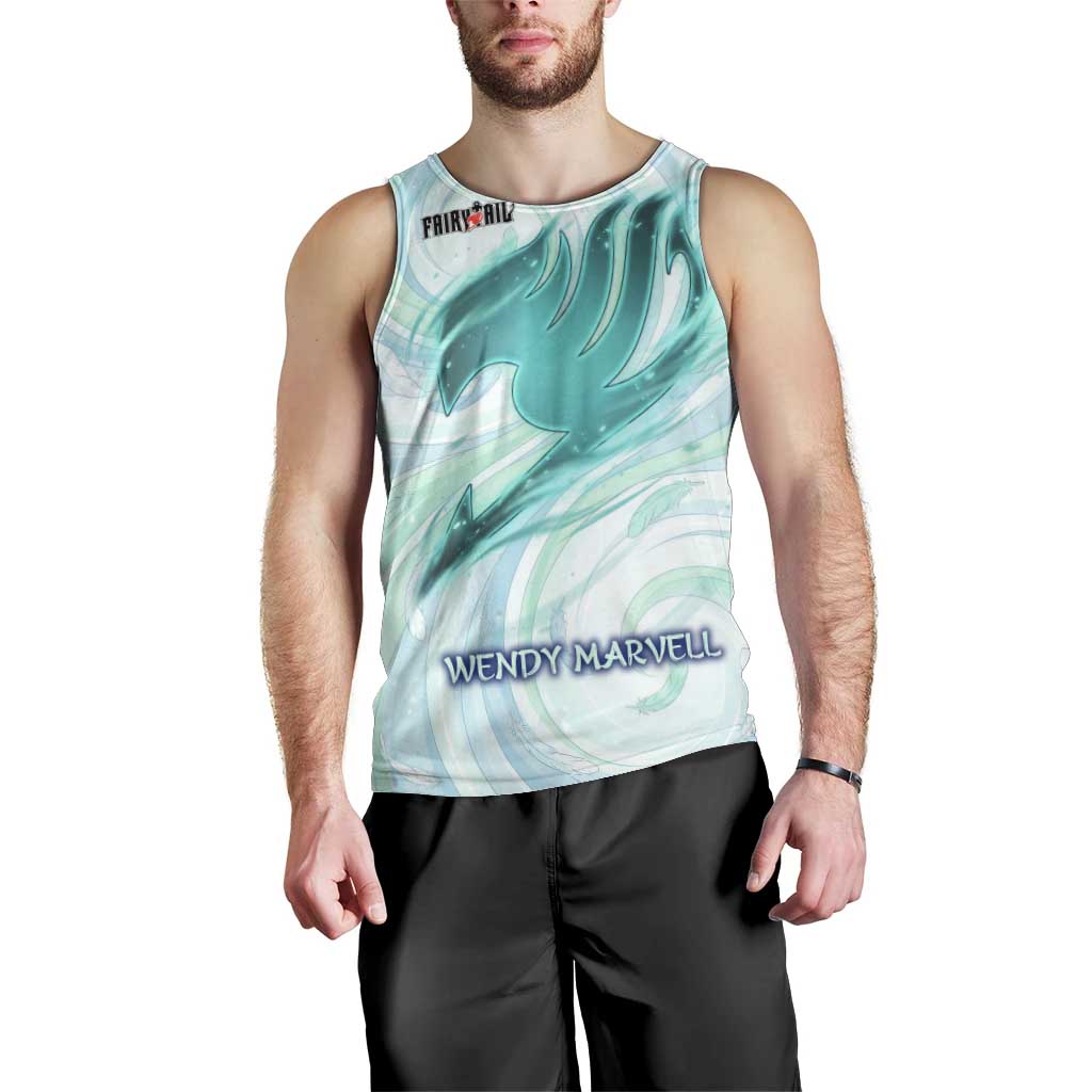 Wendy Marvell Fairy Tail Men Tank Top Sky Dragon Anime Style with Pastel Wind and Wing Motif