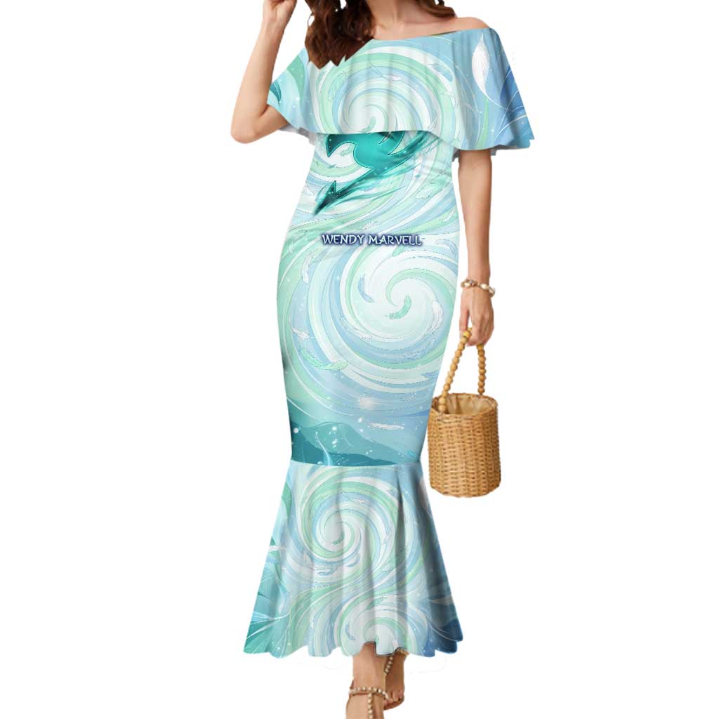 Wendy Marvell Fairy Tail Mermaid Dress Sky Dragon Anime Style with Pastel Wind and Wing Motif