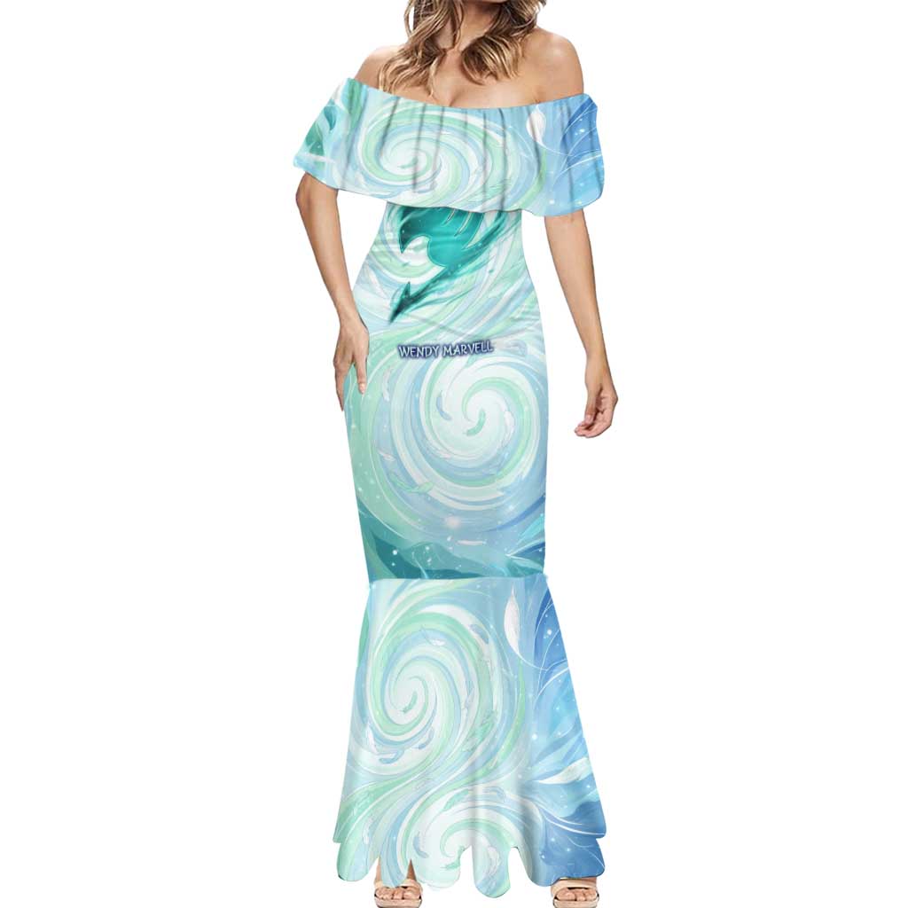 Wendy Marvell Fairy Tail Mermaid Dress Sky Dragon Anime Style with Pastel Wind and Wing Motif