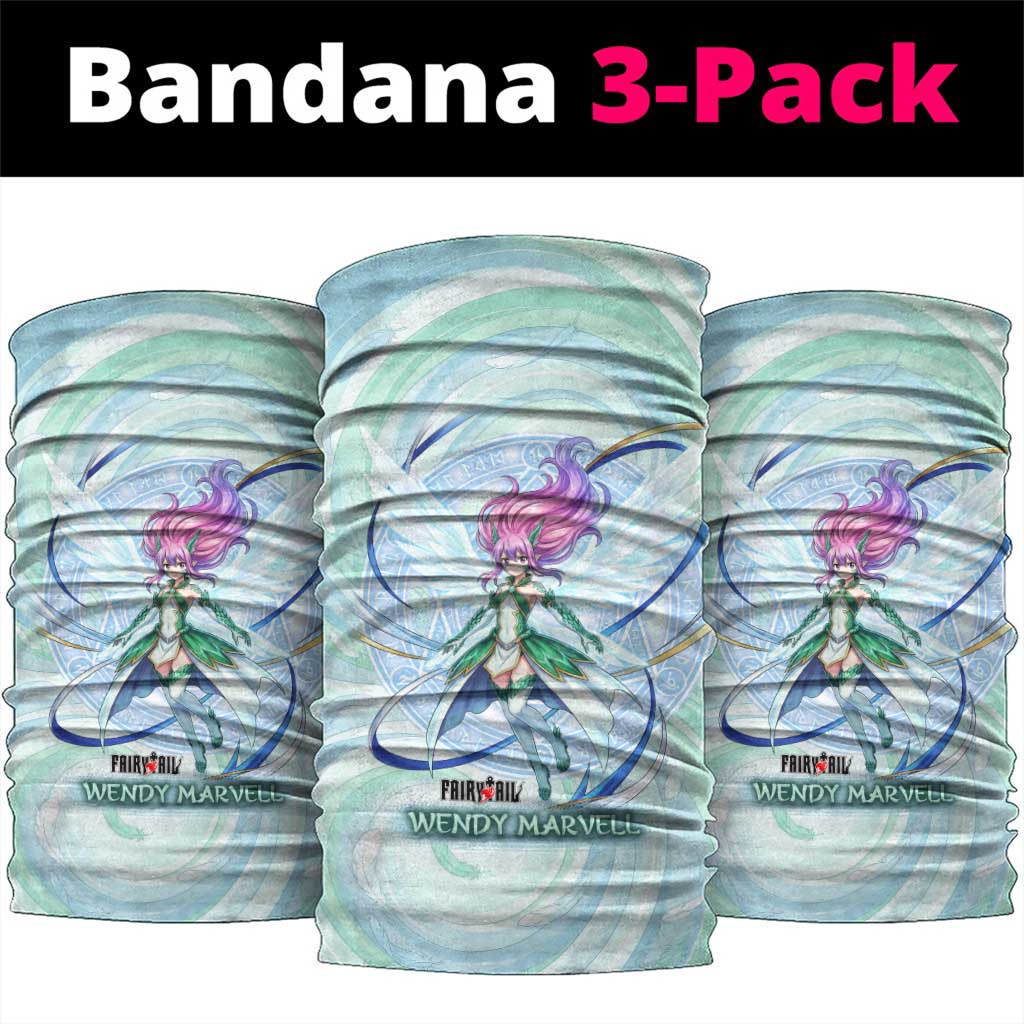 Wendy Marvell Fairy Tail Neck Gaiter Sky Dragon Anime Style with Pastel Wind and Wing Motif