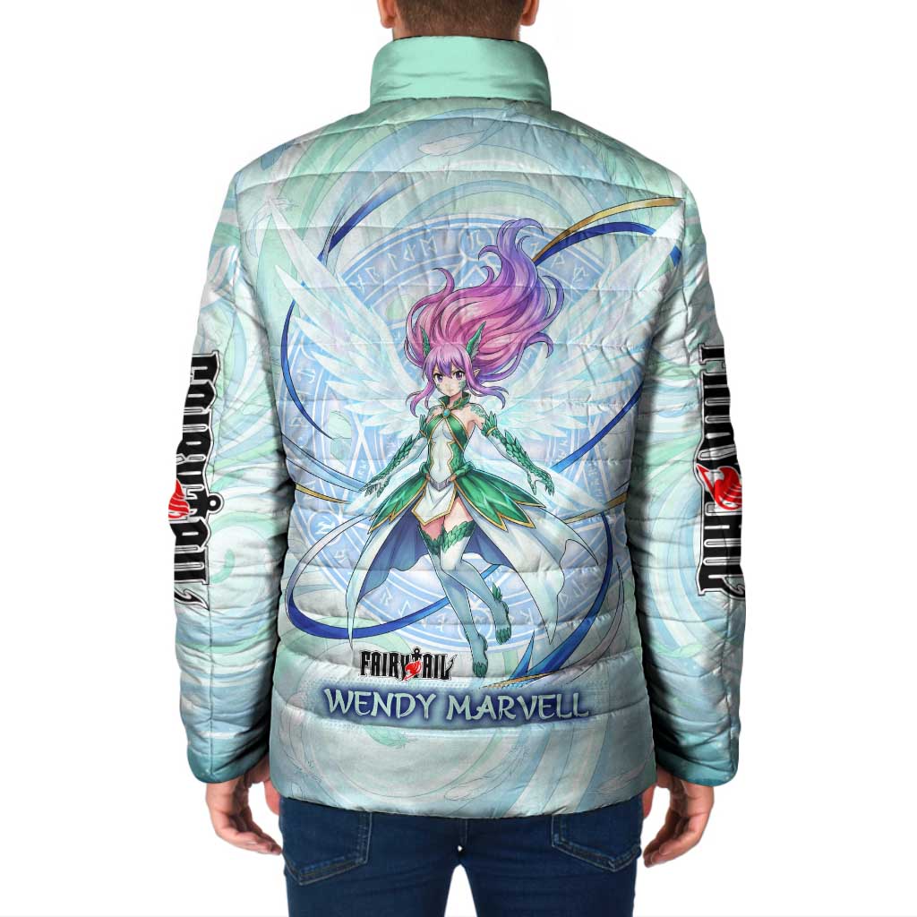 Wendy Marvell Fairy Tail Padded Jacket Sky Dragon Anime Style with Pastel Wind and Wing Motif