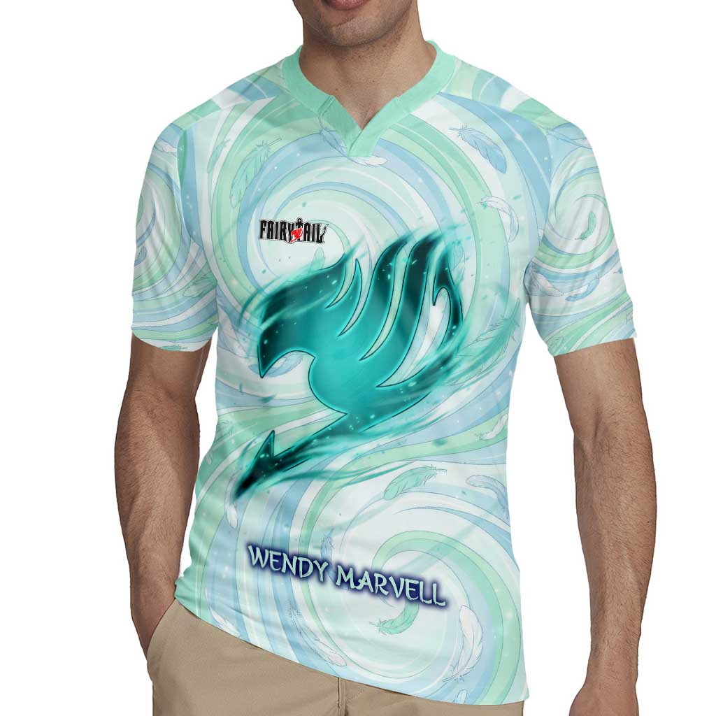 Wendy Marvell Fairy Tail Rugby Jersey Sky Dragon Anime Style with Pastel Wind and Wing Motif