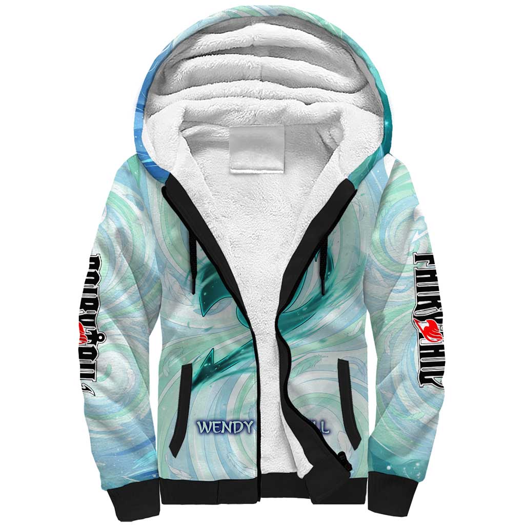 Wendy Marvell Fairy Tail Sherpa Hoodie Sky Dragon Anime Style with Pastel Wind and Wing Motif