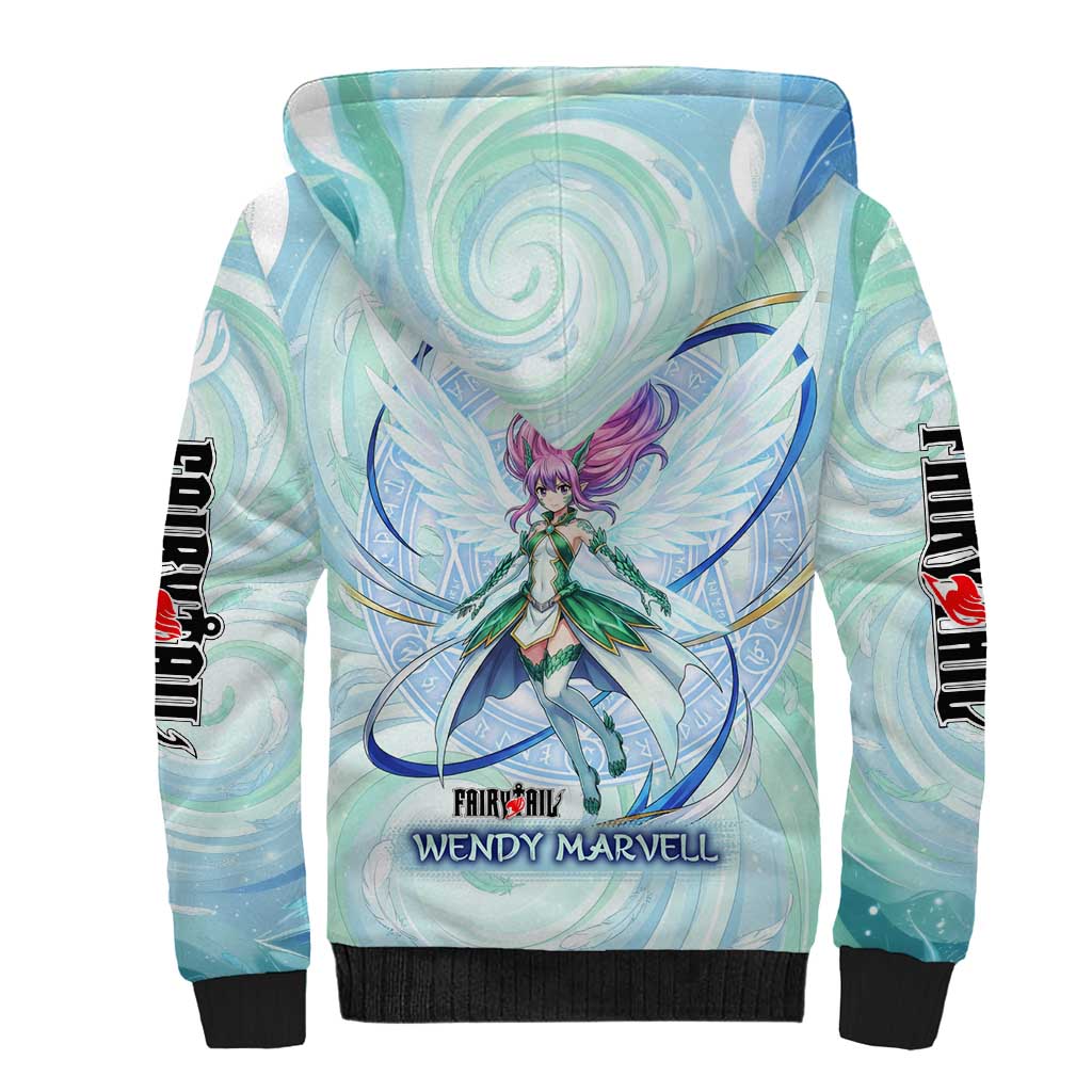 Wendy Marvell Fairy Tail Sherpa Hoodie Sky Dragon Anime Style with Pastel Wind and Wing Motif