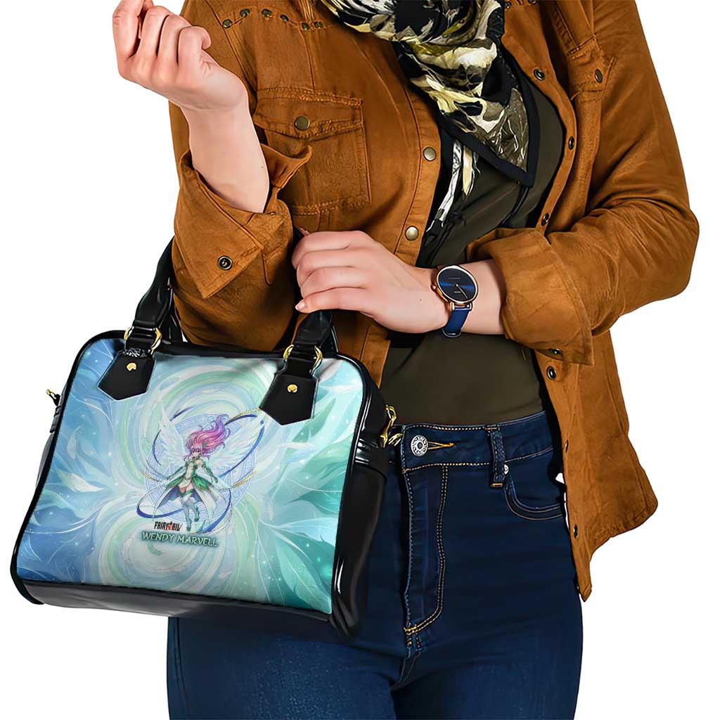 Wendy Marvell Fairy Tail Shoulder Handbag Sky Dragon Anime Style with Pastel Wind and Wing Motif