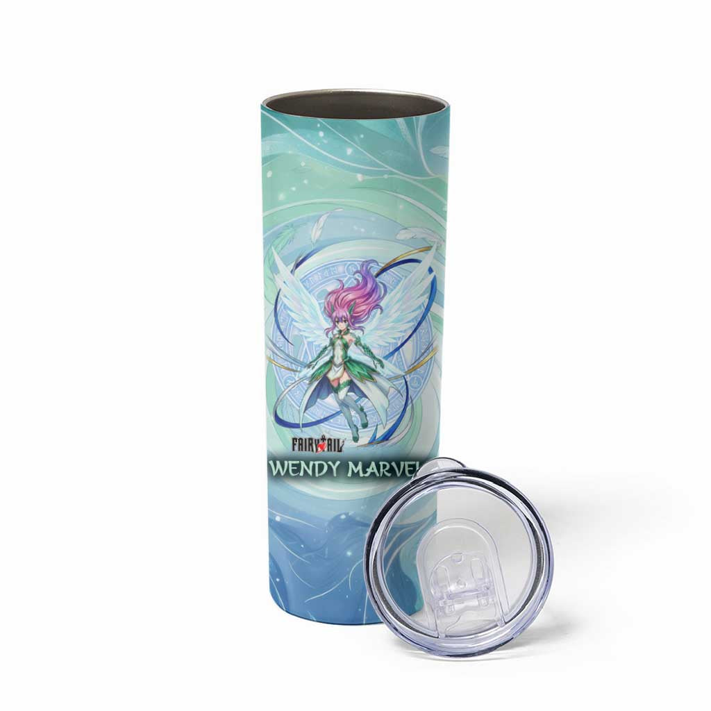 Wendy Marvell Fairy Tail Skinny Tumbler Sky Dragon Anime Style with Pastel Wind and Wing Motif