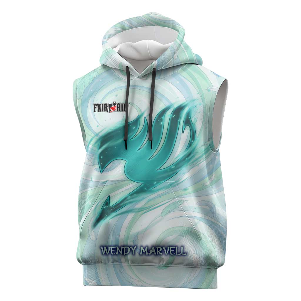 Wendy Marvell Fairy Tail Sleeveless Hoodie Sky Dragon Anime Style with Pastel Wind and Wing Motif