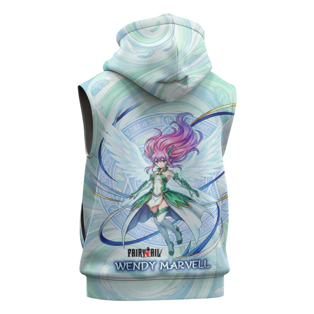Wendy Marvell Fairy Tail Sleeveless Hoodie Sky Dragon Anime Style with Pastel Wind and Wing Motif