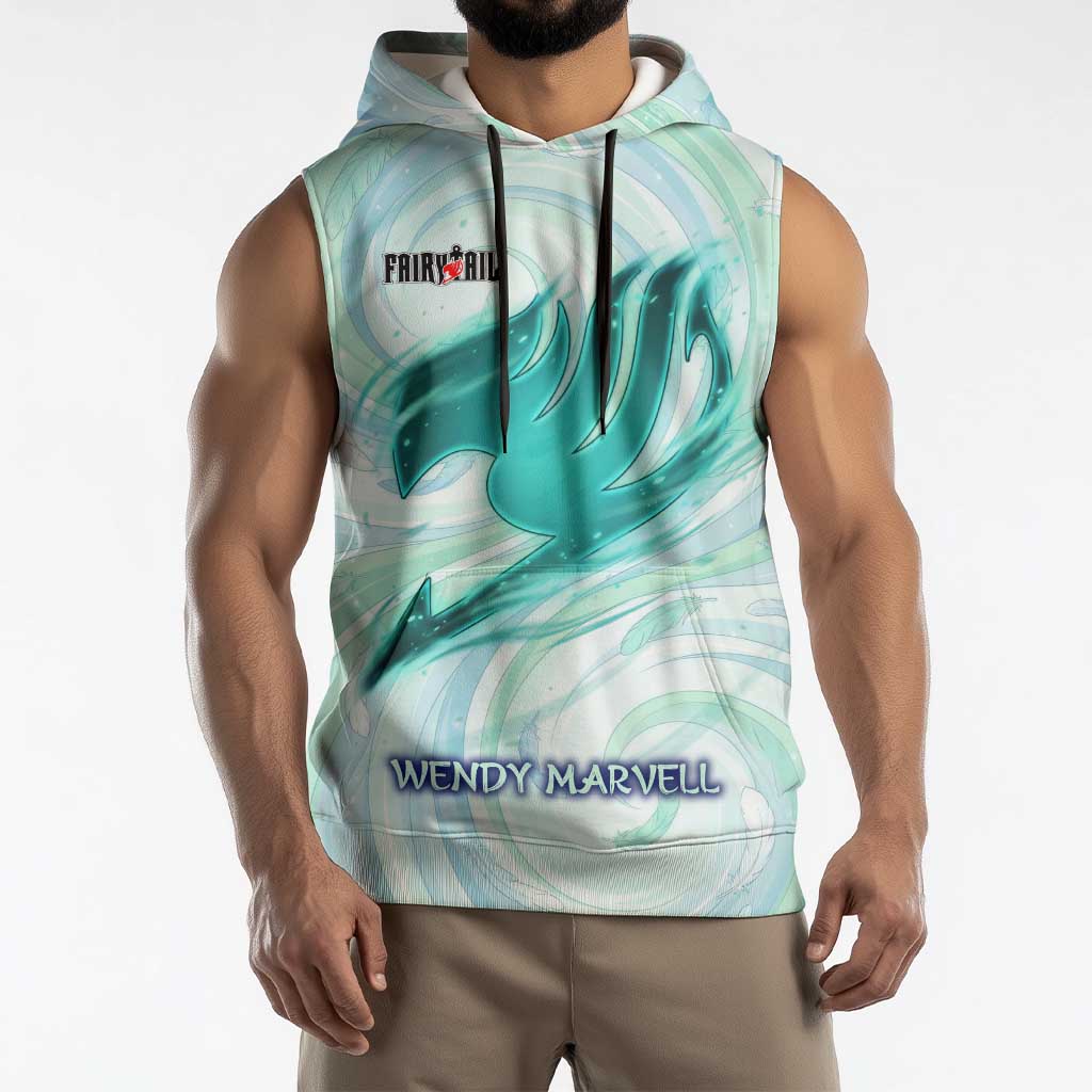 Wendy Marvell Fairy Tail Sleeveless Hoodie Sky Dragon Anime Style with Pastel Wind and Wing Motif