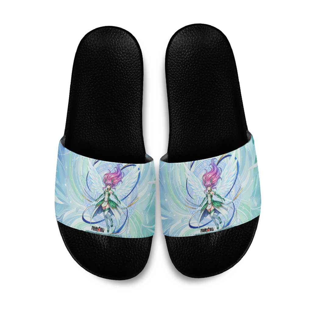 Wendy Marvell Fairy Tail Slide Sandals Sky Dragon Anime Style with Pastel Wind and Wing Motif